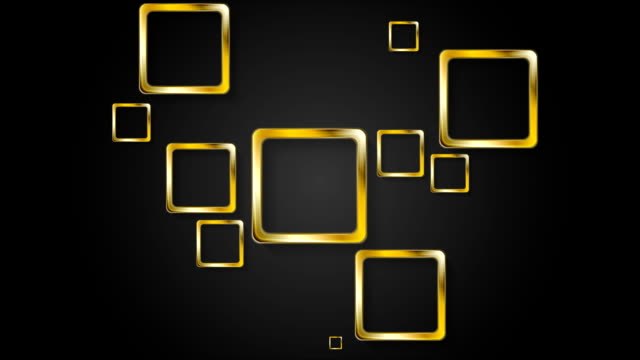 Golden-squares-on-black-background-video-animation