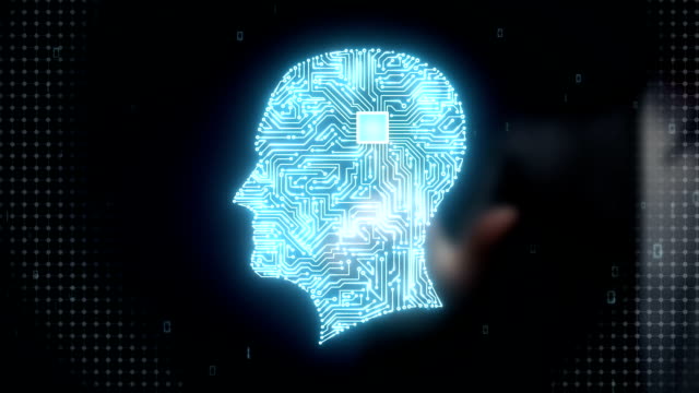 Hombre-de-negocios-tocando-el-cerebro-de-conectar-las-líneas-digitales,-expandiendo-artificial-inteligencia
