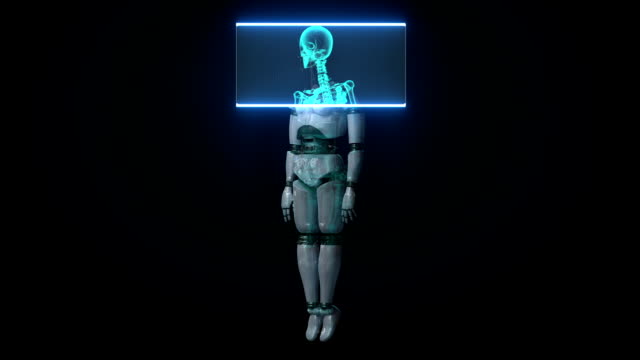 Scaning-human-skeletal-structure-inside-Robot.-bio-technology.