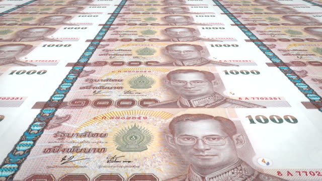 Banknoten-von-1-000-thai-Baht-von-Thailand,-Bargeld,-Schleife