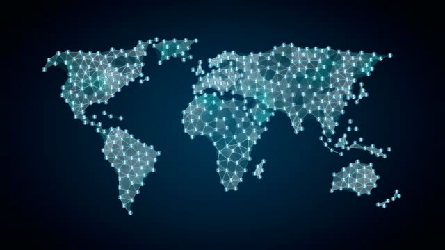 Dollar-Währung-Zeichen-macht-globale-Weltkarte,-Internet-der-Dinge.-Finanztechnologie.