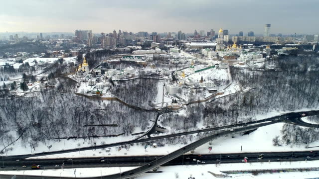 aerial-view-to-the-Kiev-Pechersk-Lavra-and-motherland-monument-in-winter