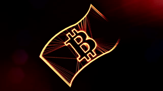 bitcoin-on-a-paper-banknote.-Financial-background-made-of-glow-particles-as-vitrtual-hologram.-Shiny-3D-loop-animation-with-depth-of-field,-bokeh-and-copy-space.-Dark-background-1.