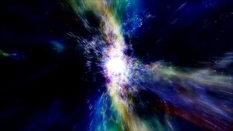 Fliegen-durch-Sterne-und-Galaxien-im-Weltraum-als-Supernova-explodiert-Licht