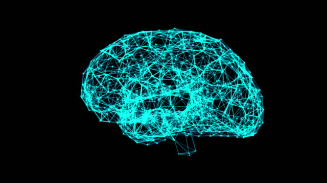 Digitale-Daten-und-Netzwerk-Verbindung-des-menschlichen-Gehirns-isoliert-auf-schwarzem-Hintergrund-in-Form-von-künstlicher-Intelligenz-für-Technologie-Konzept.-Motion-Grafik.-abstrakte-3D-Illustration