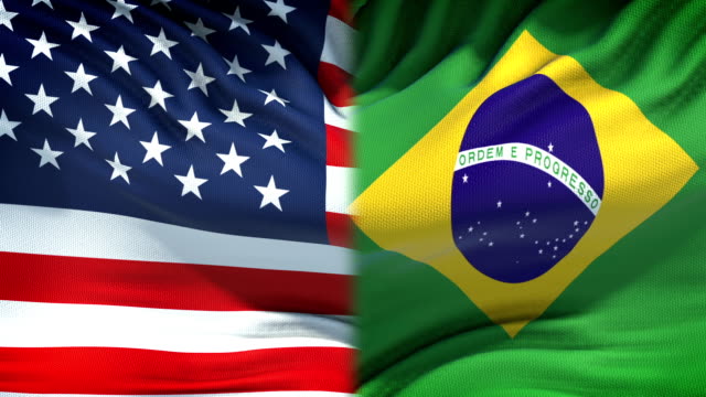 United-States-and-Brazil-flags-background,-diplomatic-and-economic-relations