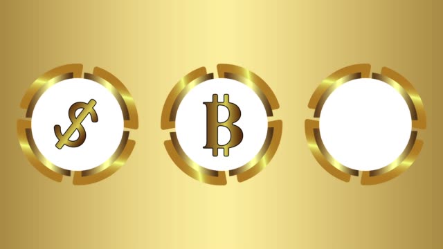 Bitcoin,-Dollar,-Euro-auf-gold
