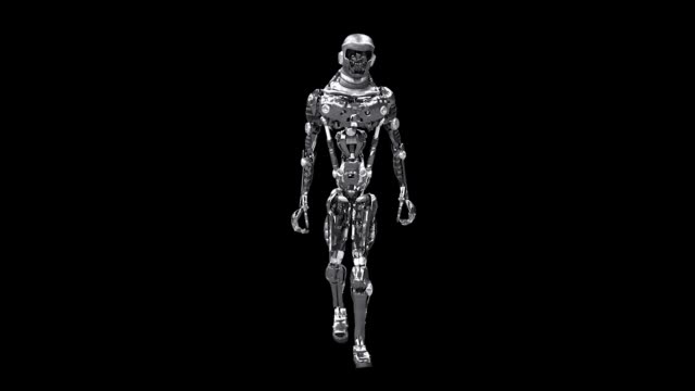 3D-Rendern-läuft,-Cyborg,-walking-Robot