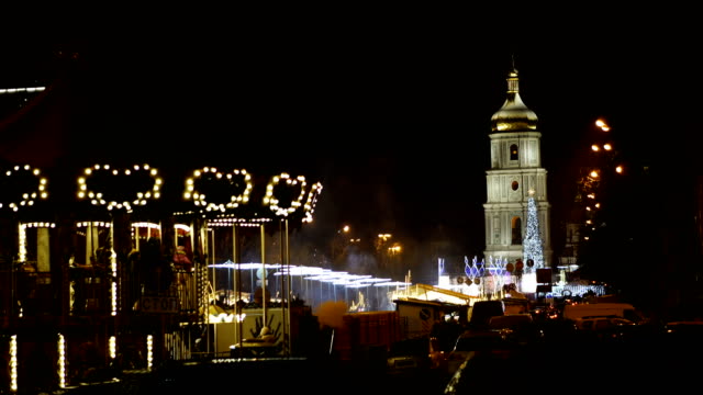 City.-Sophia-Square-in-the-New-Year's-Eve.-Ukraine,-Kiev.