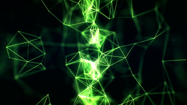 Schöne-abstrakte-wachsenden-Netzwerk-close-up-grüne-Farbe-im-Cyberspace-nahtlos-mit-DOF-zu-verwischen.-3d-Animation-der-futuristische-virtuelle-Technologiekonzept-geloopt.