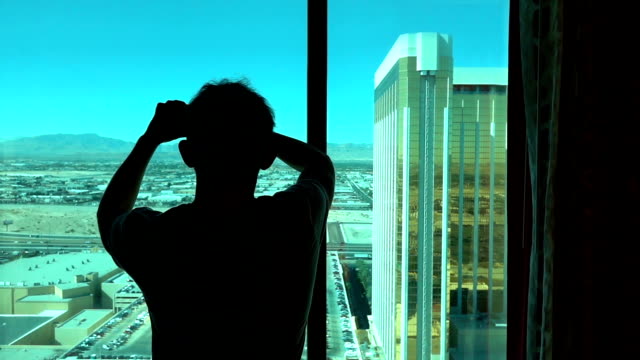 Man-taking-picture-of-Las-Vegas-view-in-slow-motion-250fps
