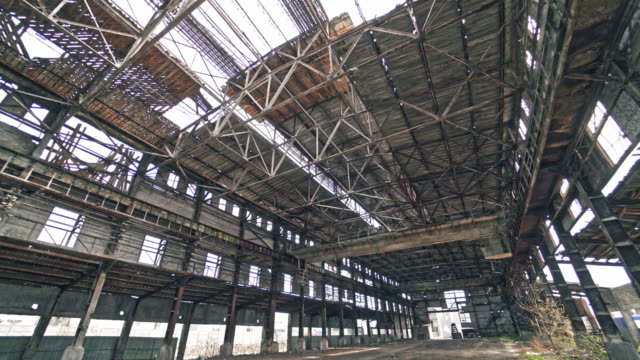 Abandoned-ruined-industrial-factory-building,-ruins-and-demolition-concept.