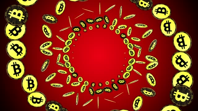 Bitcoin-monedas-animación,-fondo,-renderizado,-bucle