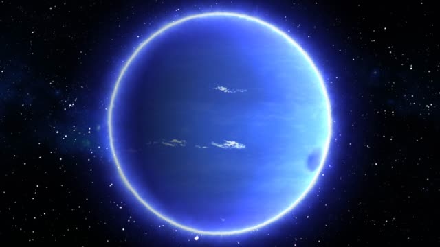 Beautiful-View-of-Planet-Neptune-from-Space-Timelapse-and-Stars---4K-Seamless-Loop-Motion-Background-Animation
