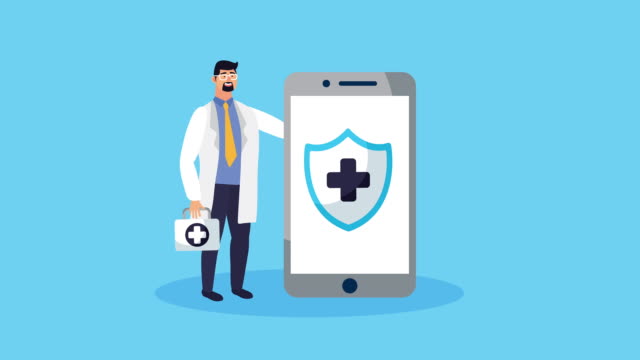 Arzt-mit-Smartphone-Gesundheits-Online-Technologie
