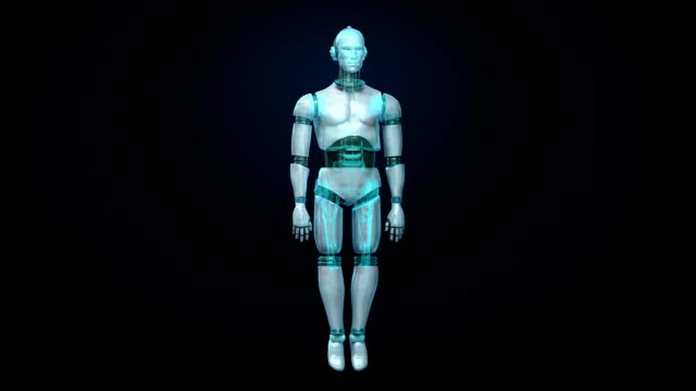 Rotierende-Transparenz-3D-Roboter-Körper.