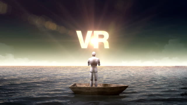 Rising-'V-R',-front-of-Robot-on-ship,-ocean,-sea.