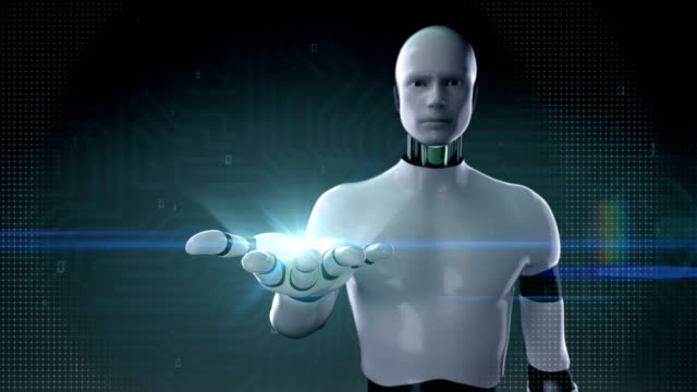 Robot,-cyborg-open-palm-in-digital-interface-background-4K-size-movie.