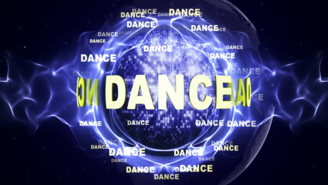 DANCE-Textanimation-und-Disco-Kugel,-Loop