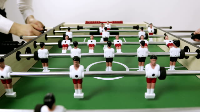Table-soccer---a-penalty-shot-is-given.