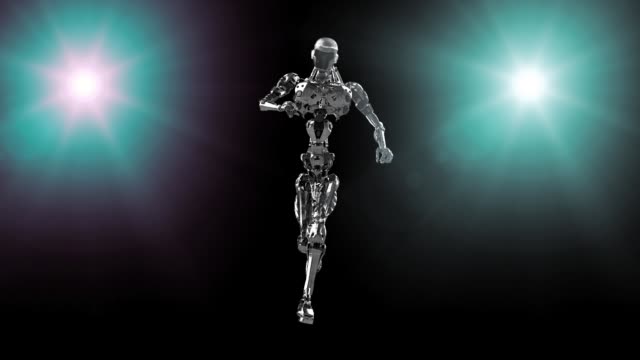 Läuft,-Cyborg,-Roboter-laufen-3D-Rendern