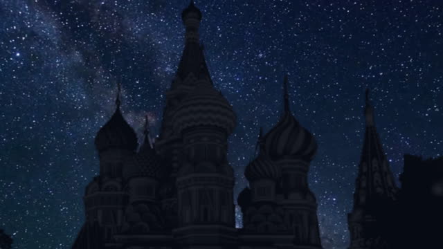 Zeitraffer-mit-Sternen,-Kreml-in-Moskau,-Russland
