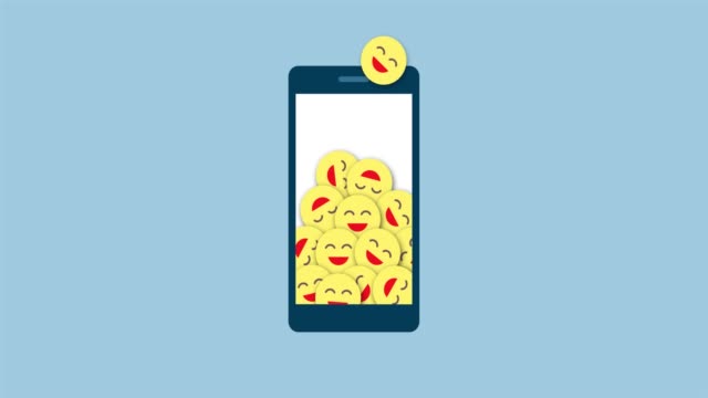 Smileys-fallen-in-ein-Smartphone