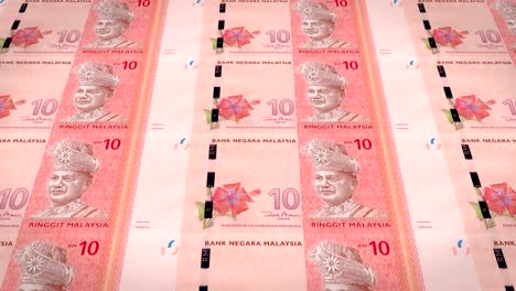 Banknotes-of-ten-malaysian-ringgit-of-Malaysia,-cash-money,-loop