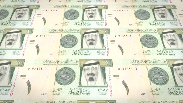 Banknoten-der-fünfzig-Saudi-Rial-aus-Saudi-Arabien,-Bargeld,-Schleife