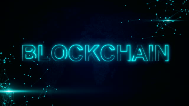 Blockchain-mit-Hologramm-Geschäftsmann-Konzept