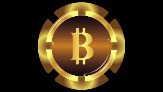 Gold-Symbol-Bitcoin-auf-schwarzer-Rücken