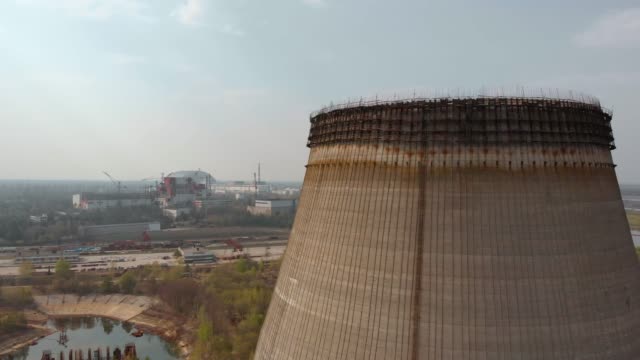 La-central-nuclear-de-Chernóbil,-Ukrine.-Vista-aérea