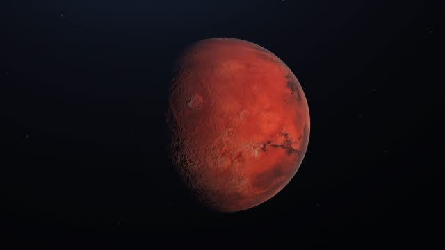 Planet-Mars-rotating-in-its-own-orbit-in-the-outer-space.-3D-Rendering