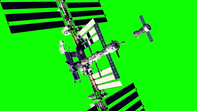 4K.-Spacecraft-Docking-To-International-Space-Station.-Green-Screen.