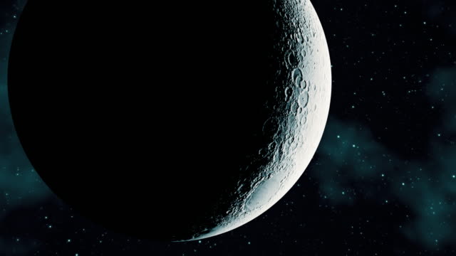 Luna-volando-en-el-espacio-exterior.-4K.