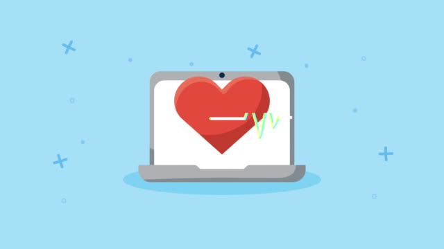 Laptop-mit-Gesundheitsversorgung-online-und-Herz-Kardio