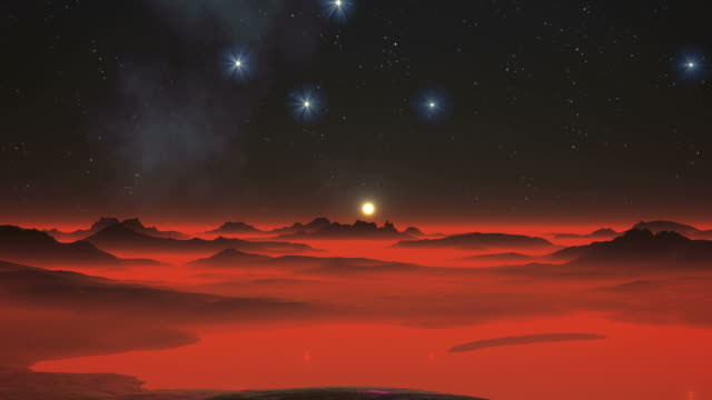 Noche,-las-estrellas-y-planeta-alienígena