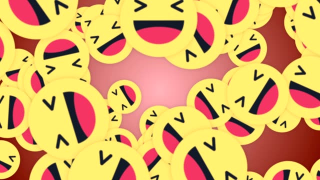 Falling-Haha-Smiling-Emoji-Signs-Animation,-Rendering,-Background,-with-Alpha-Channel,-Loop