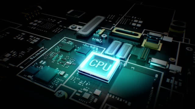 CPU-Chip-an-Bord,-künstliche-Intelligenz-Technologie-zu-wachsen.-4-k-Film.