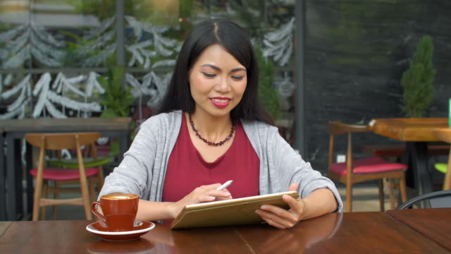 Asian-Woman-Working-in-Café