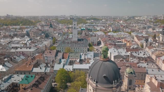 Lvov,-Ukraine.-Aerial-City-Lviv,-Ukraine.-Panorama-of-the-old-town.-Dominican