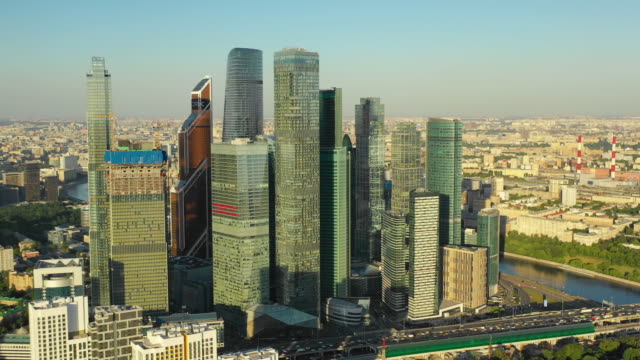 Luftaufnahme-des-Geschäftszentrums-Moskau