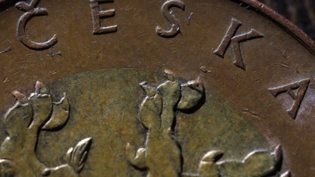 Moder-Tschechische-Münzen-Makro-Schüsse-mischen
