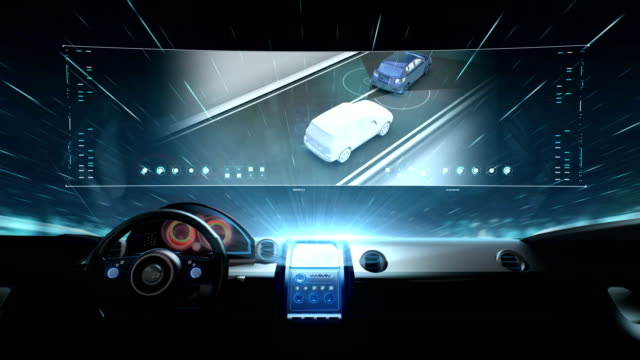 Inside-of-Future-hybrid-cars,-Avoiding-collisions,-Lane-departure-prevention,-Autonomous-vehicle,-Automatic-driving.-IOT-connect-car.
