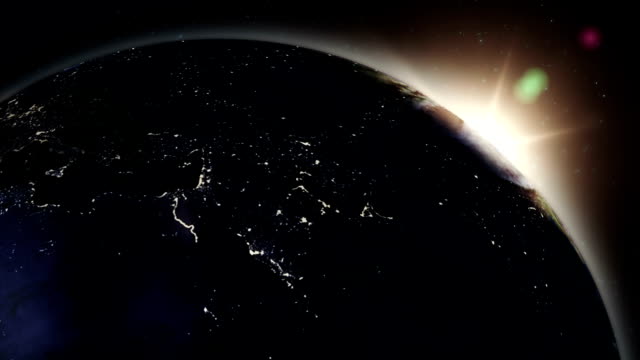 Sunrise-over-earth-as-seen-from-space.-With-stars-background.