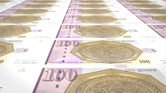 Billetes-de-cien-Macedonio-denari-de-Macedonia,-dinero-en-efectivo,-lazo