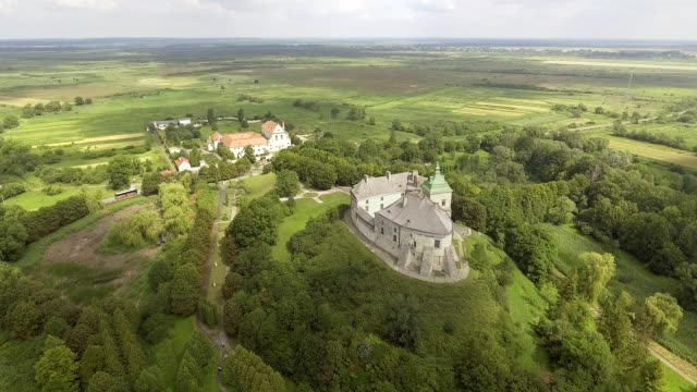 Vista-aérea-del-castillo-de-Olesko-en-región-de-Lviv,-Ucrania.