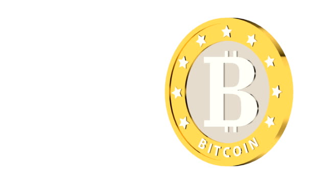 Bitcoin-Drehung-über-weiß