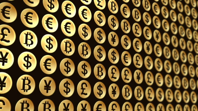 Background-symbols-of-currencies:-dollar,-euro,-pound,-yen,-bitcoin