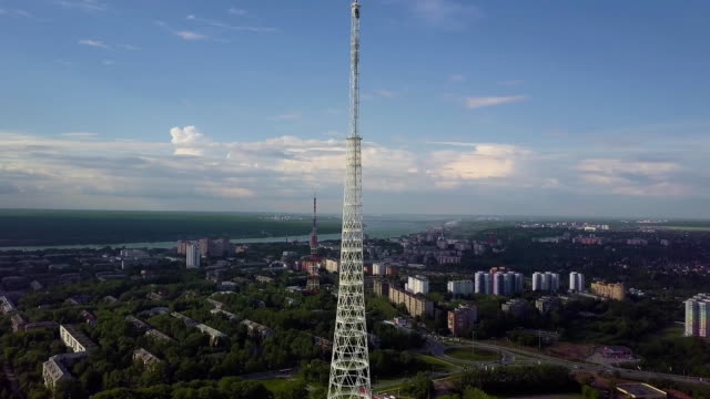 Aerial-of-the-TV-Tower-at-autumn.-Top-view-of-the-TV-tower-in-the-city